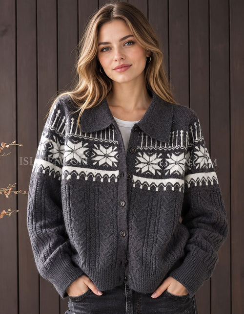 Women’s Nordic Knit Cardigan with Button Front