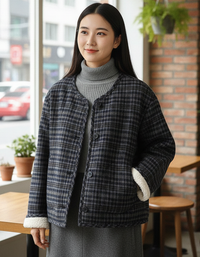Women’s Winter Casual Oversized Plaid Sherpa Jacket