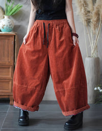 Women’s Winter Loose Fit Wide Leg Corduroy Pants