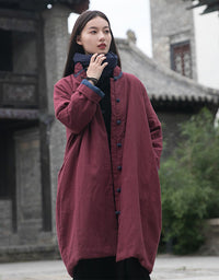 Winter Women's Stand-up Collar Mid-length Cotton Coat