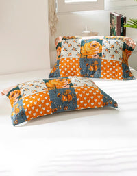 Vintage Flower Cotton Reversible Pillow Cover ( 2 PCS)