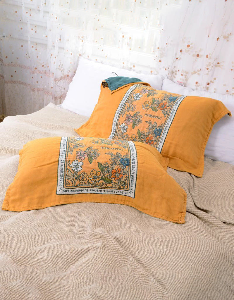 Vintage Flower Cotton Reversible Pillow Cover ( 2 PCS)