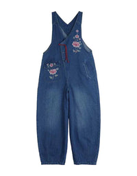 Loose Casual Embroidery Denim Jumpsuit
