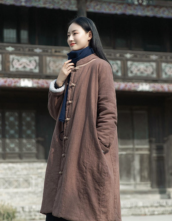 Winter Women's Stand-up Collar Mid-length Cotton Coat