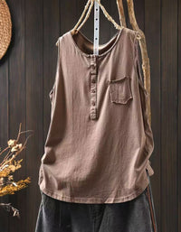 Summer Camisole Front Buckle Cotton Tops for Women