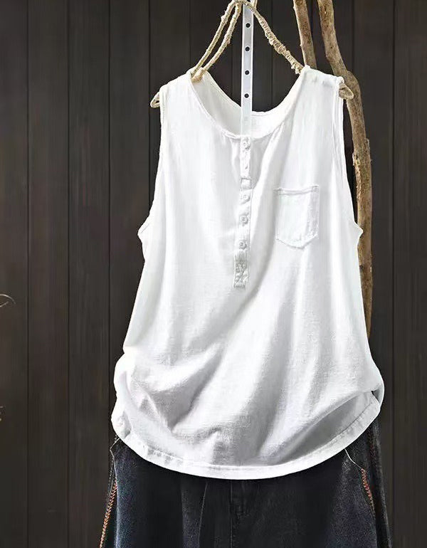 Summer Camisole Front Buckle Cotton Tops for Women