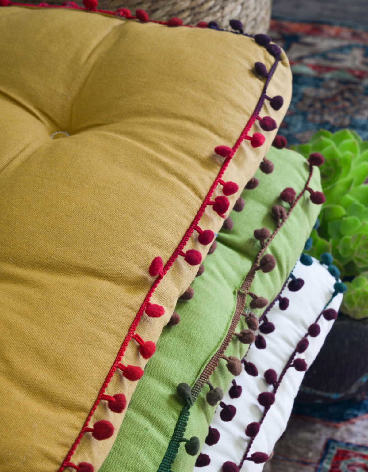 Cojín de silla cómodo de lino y algodón de estilo vintage