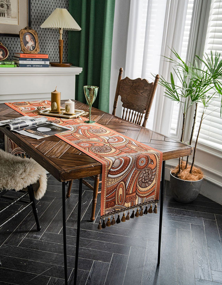 Chemin de table à motifs de plantes tropicales vintage 
