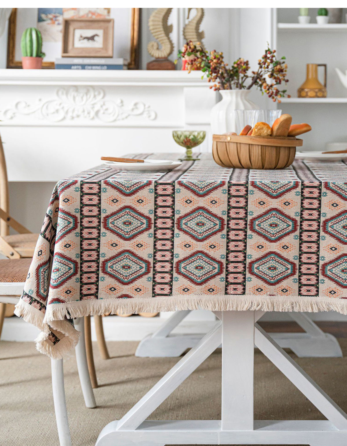 Nappe vintage à motifs floraux de campagne 