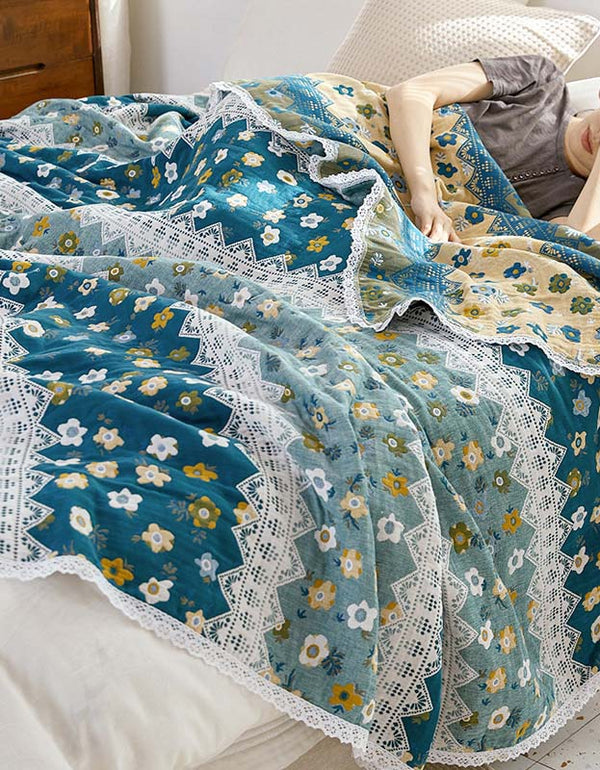 Couverture en pur coton doux et respirant, colorée