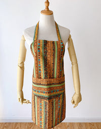 Ethnic Style Cotton Mixed Color Plaid Kitchen Apron