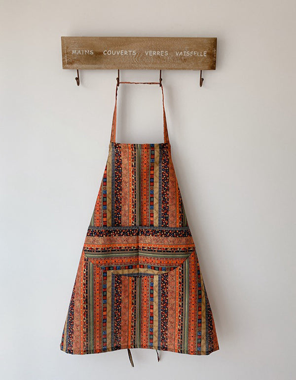 Tablier de cuisine à carreaux de couleurs mélangées en coton de style ethnique