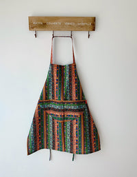 Ethnic Style Cotton Mixed Color Plaid Kitchen Apron