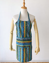 Ethnic Style Cotton Mixed Color Plaid Kitchen Apron
