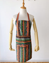 Ethnic Style Cotton Mixed Color Plaid Kitchen Apron