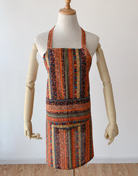 Ethnic Style Cotton Mixed Color Plaid Kitchen Apron