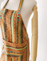 Ethnic Style Cotton Mixed Color Plaid Kitchen Apron