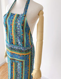 Ethnic Style Cotton Mixed Color Plaid Kitchen Apron