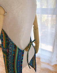 Ethnic Style Cotton Mixed Color Plaid Kitchen Apron
