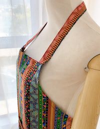 Ethnic Style Cotton Mixed Color Plaid Kitchen Apron