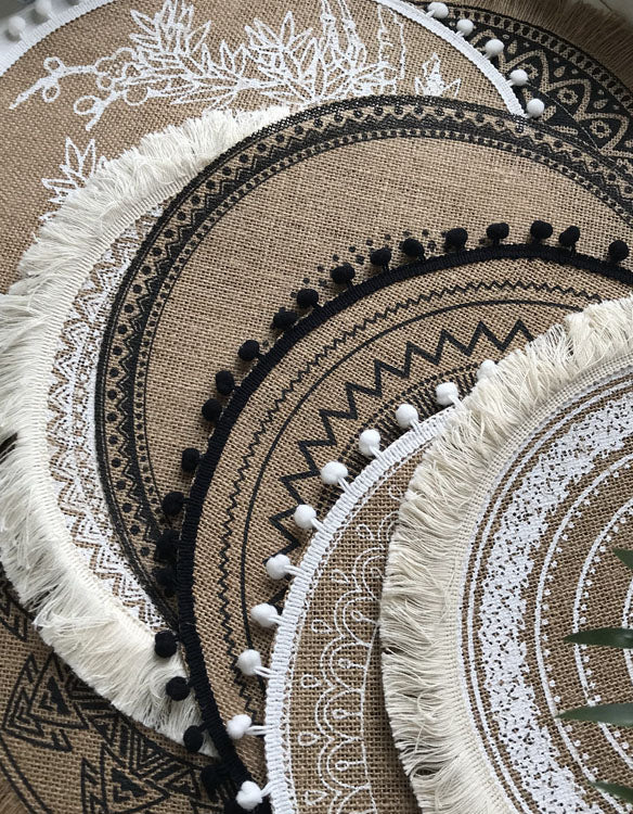 Mantel individual bohemio vintage tejido a mano