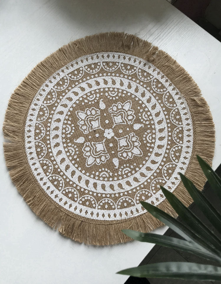 Mantel individual bohemio vintage tejido a mano