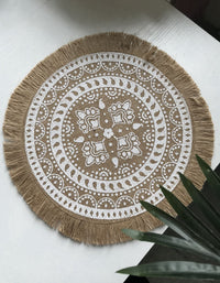 Mantel individual bohemio vintage tejido a mano