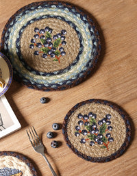 Agarraderas de mesa vintage tejidas a mano con yute