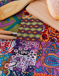 Mixed Color Cotton Patchwork Cooking Aprons with Sleeve Covers