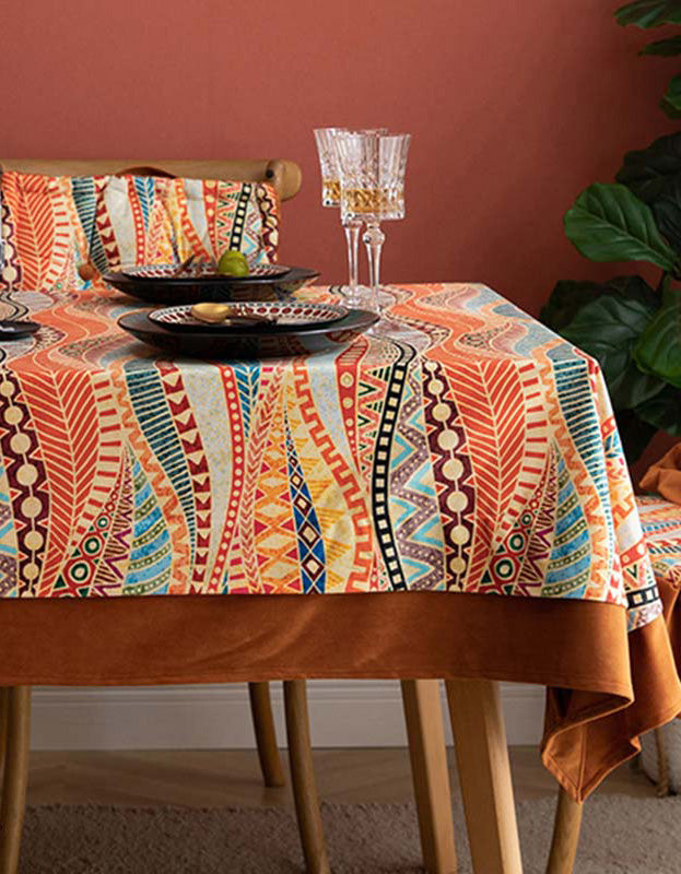 Morocco Style Wave Pattern Colorful Tablecloth