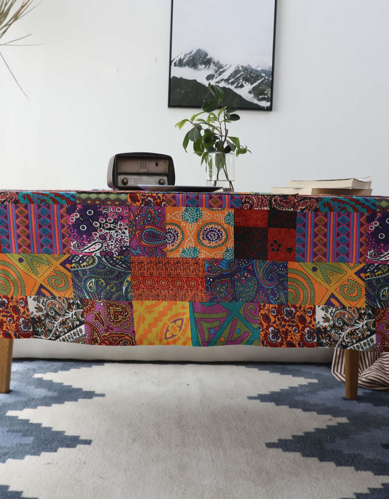 Mantel de lino y algodón multicolor de estilo nórdico
