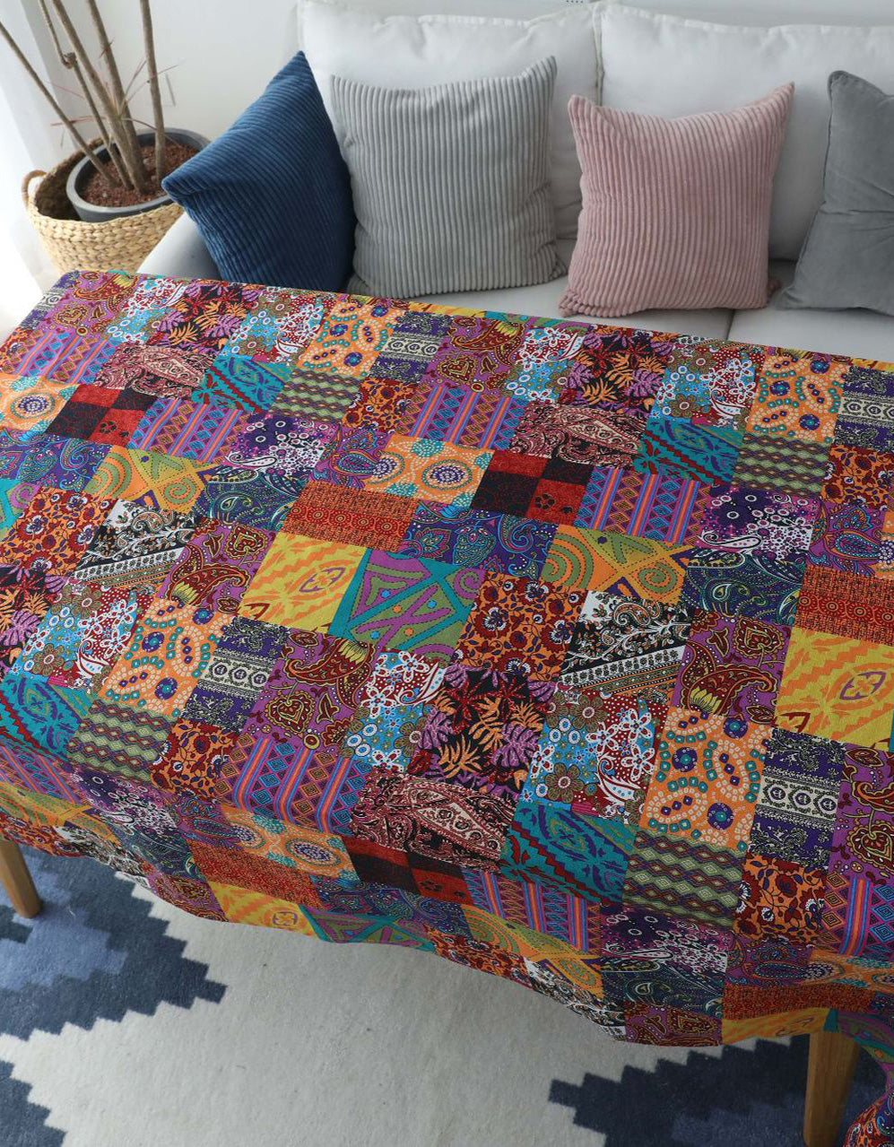 Nordic Style Multicolor Cotton Linen Tablecloth