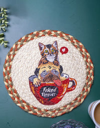 Mantel individual con estampado de animales vintage tejido a mano