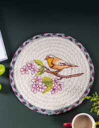 Mantel individual con estampado de animales vintage tejido a mano