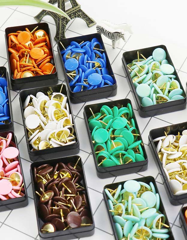 Office Colorful Circle Flat-Head Pin ( 50 PCS )