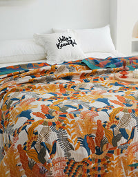 Spring Summer Vintage Birds Flower Element Blanket