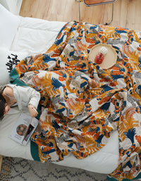 Spring Summer Vintage Birds Flower Element Blanket