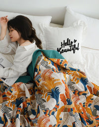 Spring Summer Vintage Birds Flower Element Blanket