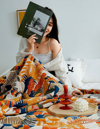 Spring Summer Vintage Birds Flower Element Blanket