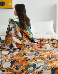Spring Summer Vintage Birds Flower Element Blanket