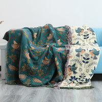 Tassel Vintage Floral Bedcover Sofa Blanket