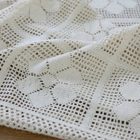 Vintage Beige Knitted Pure Cotton Square Tablecloth