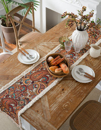 Chemin de table vintage à motifs mixtes en jacquard