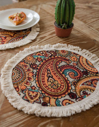 Chemin de table vintage à motifs mixtes en jacquard