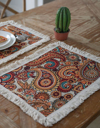 Chemin de table vintage à motifs mixtes en jacquard