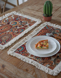 Chemin de table vintage à motifs mixtes en jacquard