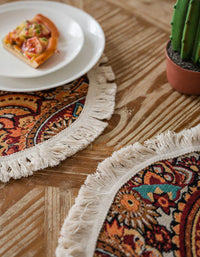 Chemin de table vintage à motifs mixtes en jacquard