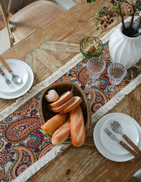 Chemin de table vintage à motifs mixtes en jacquard