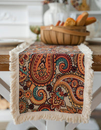 Chemin de table vintage à motifs mixtes en jacquard