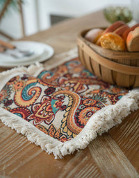 Chemin de table vintage à motifs mixtes en jacquard